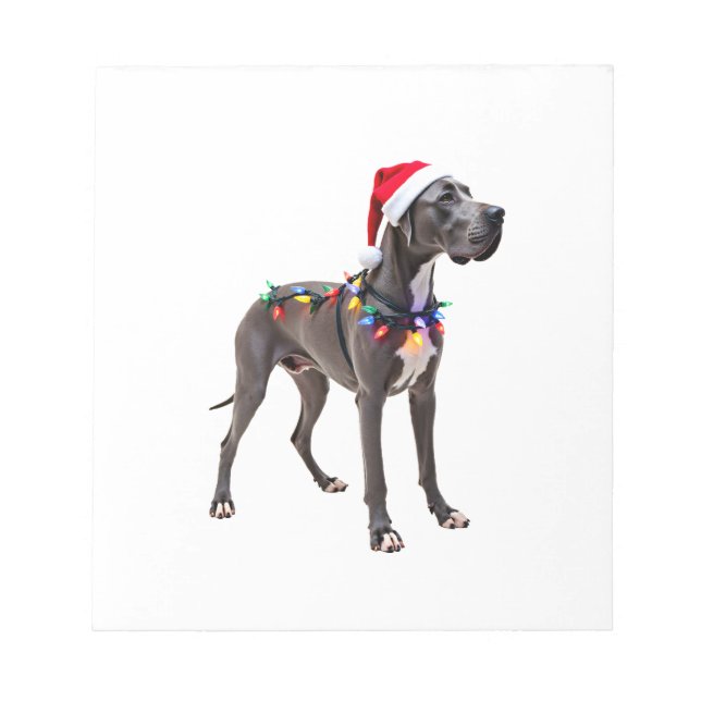 Great Dane Holiday Christmas Light  (3) Notepad (Front)