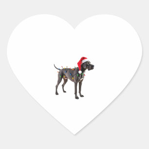Great Dane Holiday Christmas Light  (4) Heart Sticker