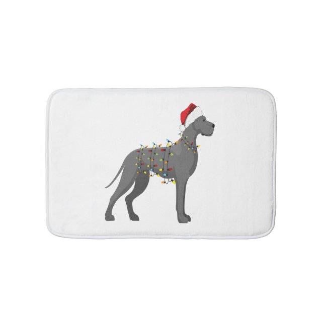 Great Dane Holiday Christmas Light  Bath Mat (Front)