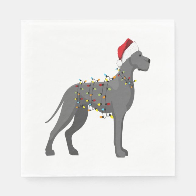 Great Dane Holiday Christmas Light  Napkin (Front)
