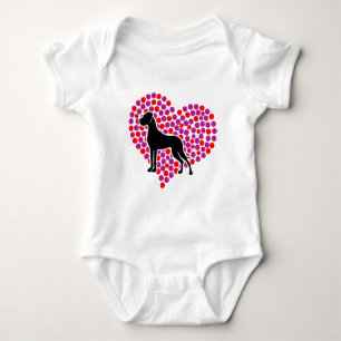 Great Dane in a Heart Baby Bodysuit