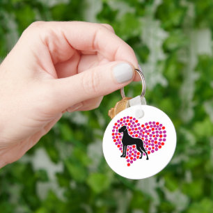 Great Dane in a Heart Key Ring