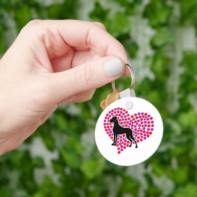 Great Dane in a Heart Key Ring (Hand)