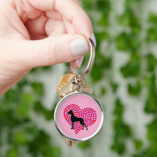 Great Dane in a Heart Key Ring