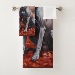 Great Dane in Autumn Leaves Fall Inspire Bath Towel Set
