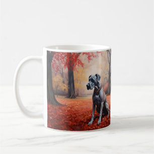 Great Dane in Autumn Leaves Fall Inspire  Coffee Mug