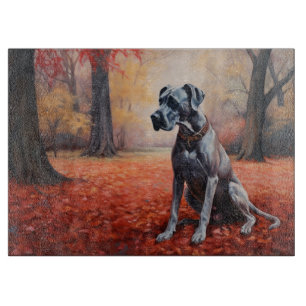 Great Dane in Autumn Leaves Fall Inspire Cutting Board