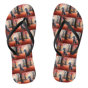 Great Dane in Autumn Leaves Fall Inspire  Thongs