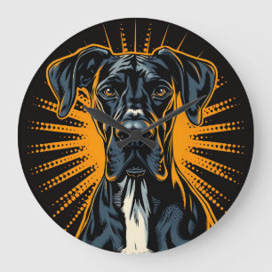 Great Dane in Retro Comic Style Large Clock