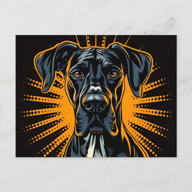Great Dane in Retro Comic Style Postcard (Front)
