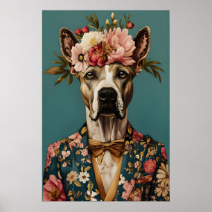 Great Dane In Suit Poster, Great Dane Portrait Poster