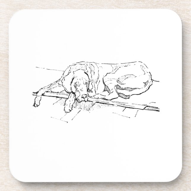 Great Dane, Ink Dog Illustration Coaster (Front)