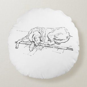 Great Dane, Ink Dog Illustration Round Cushion