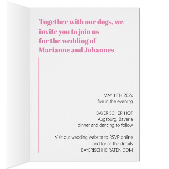 Great Dane Invitations pink yellow (Inside (Right))