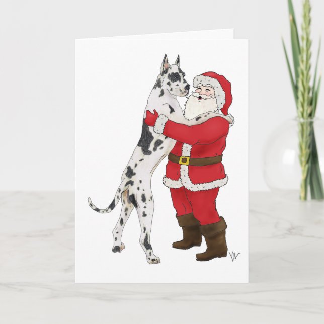 Great Dane Jowly Christmas Greeting Holiday Card (Front)
