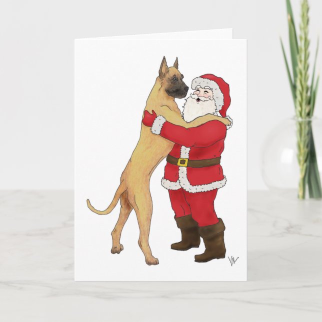 Great Dane Jowly Christmas Greeting Holiday Card (Front)