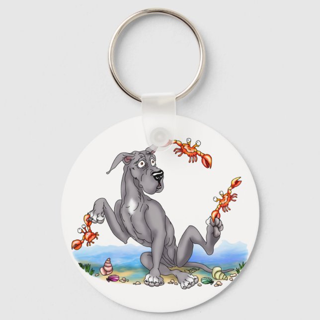 Great Dane Kinda Crabby Black Key Ring (Front)