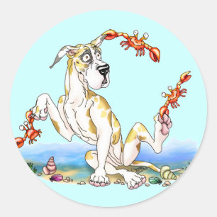 Great Dane Kinda Crabby  Fawnequin Classic Round Sticker
