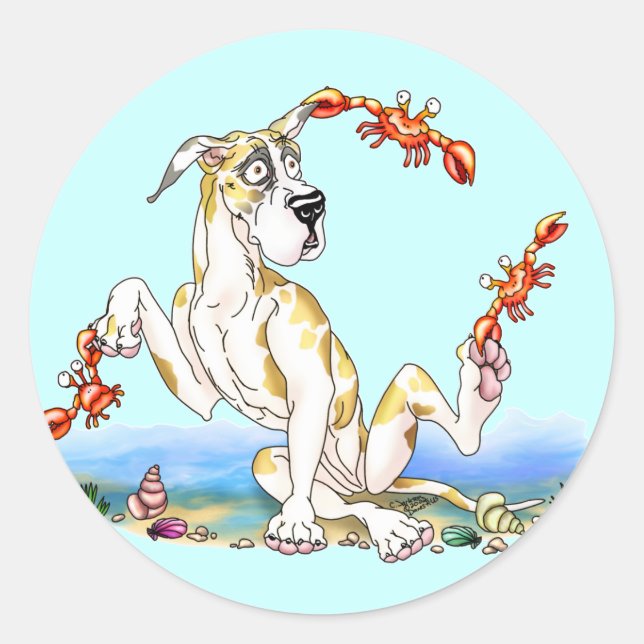 Great Dane Kinda Crabby  Fawnequin Classic Round Sticker (Front)