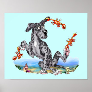 Great Dane Kinda Crabby Merle UC Poster