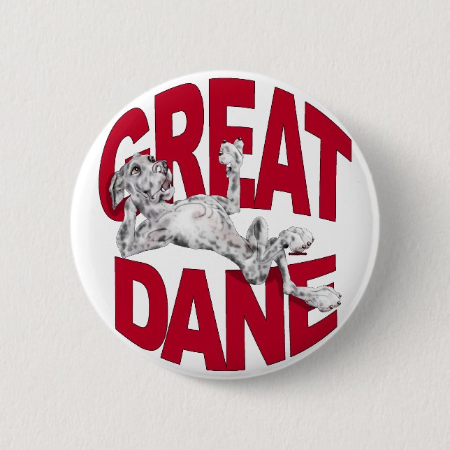 Great Dane Laid Back Merle UC 6 Cm Round Badge (Front)