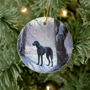 Great Dane Let It Snow Christmas  Ceramic Ornament