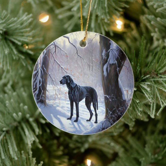 Great Dane Let It Snow Christmas  Ceramic Ornament (Tree)