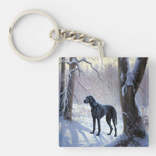 Great Dane Let It Snow Christmas  Key Ring