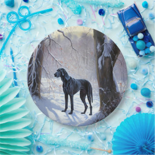 Great Dane Let It Snow Christmas Paper Plate