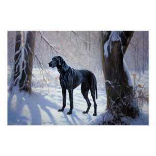 Great Dane Let It Snow Christmas  Poster