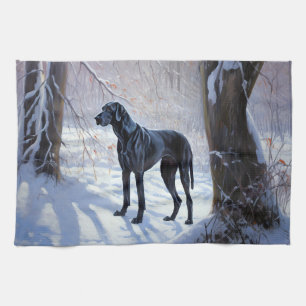 Great Dane Let It Snow Christmas Tea Towel