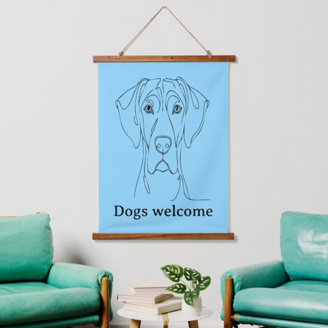 Great Dane lineart Hanging Tapestry (Living Room)