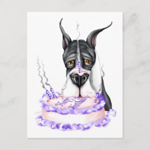 Great Dane Mantle Birthday Cake Postcard