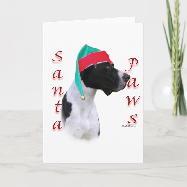 Great Dane (mantle) Santa Paws Holiday Card (Front)
