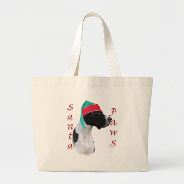 Great Dane (mantle) Santa Paws Large Tote Bag (Front)