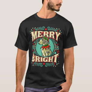 Great Dane Merry Bright Christmas Santa Claus Dog T-Shirt