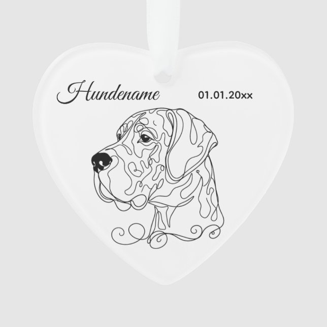 Great Dane Minimalist Line Art Personalized Ornament (Front)