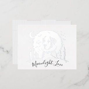Great Dane "Moonlight LOVE Foil Holiday Postcard