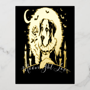 Great Dane "Moonlight LOVE Foil Holiday Postcard