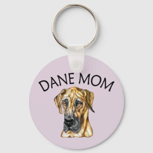 Great Dane Mum Brindle UC Key Ring
