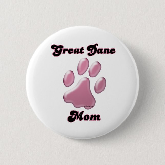 Great Dane Mum Pink Pawprint  - Button (Front)