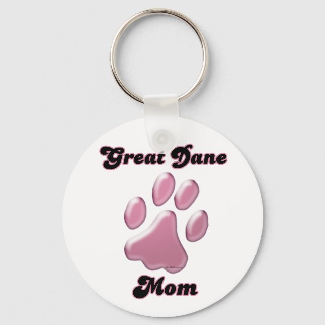 Great Dane Mum Pink Pawprint Keychain (Front)