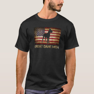 Great Dane Mum Vintage American Flag Patriotic Dog T-Shirt