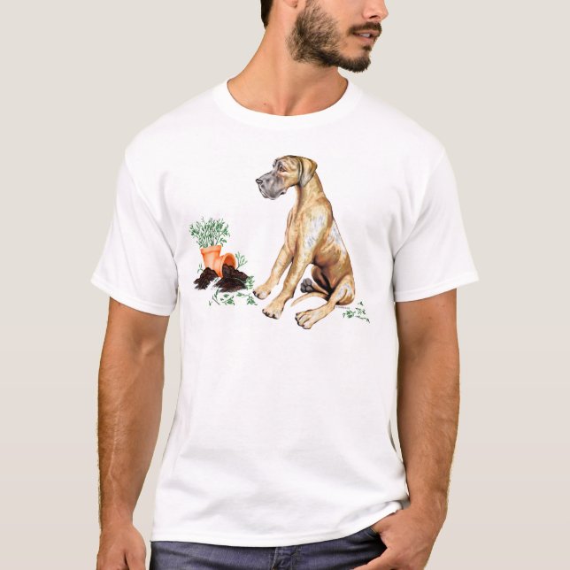 Great Dane Naughty Pup Brindle UC T-Shirt (Front)