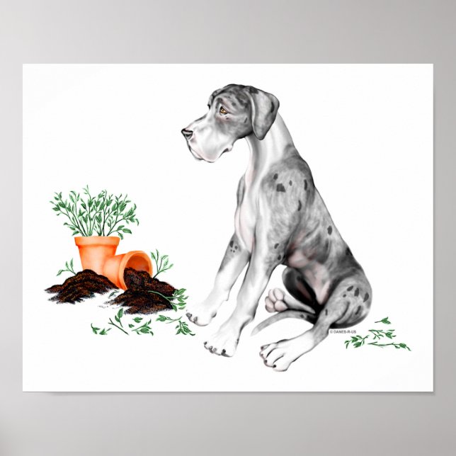 Great Dane Naughty Pup MerleB UC Poster (Front)