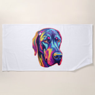 Great Dane Neon Design Beach Towel