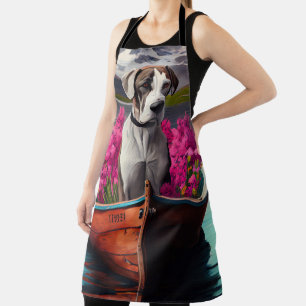 Great Dane on a Paddle: A Scenic Adventure Apron
