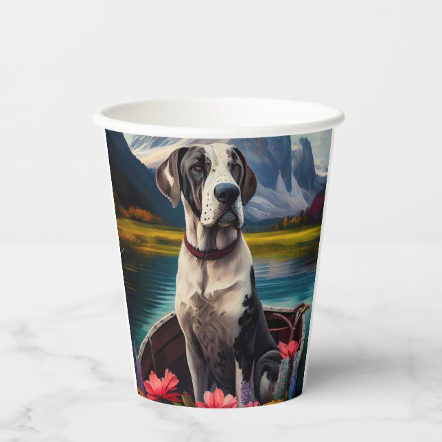 Great Dane on a Paddle: A Scenic Adventure Paper Cups (Front)