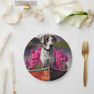 Great Dane on a Paddle: A Scenic Adventure Paper Plate