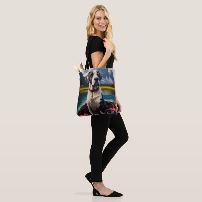 Great Dane on a Paddle: A Scenic Adventure Tote Bag (On Model)